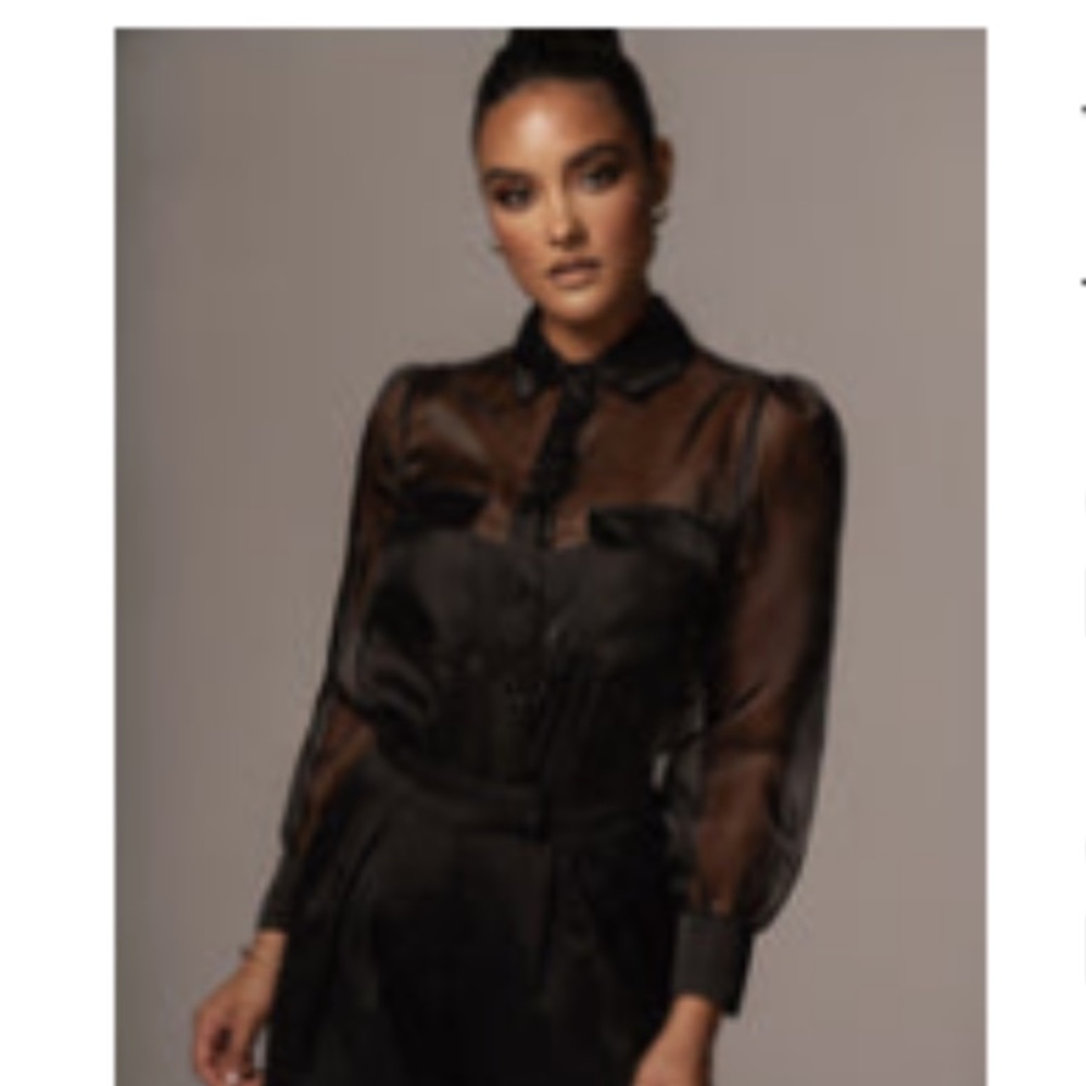 JLUX BLACK LUCIE SHEER BUTTON UP -Small